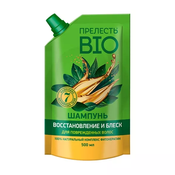 Прелесть БИО Фитокератин востановление и блеск для поврежденых волос ДОЙ-ПАК 500мл